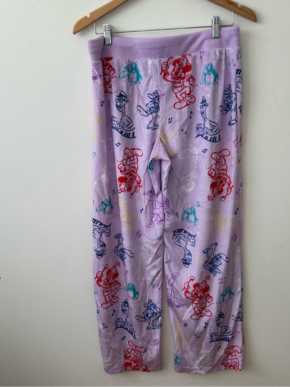Disney Mickey Mouse Purple Musical Pajama Pants 100 Anniversary Drawstring M - Picture 2 of 6